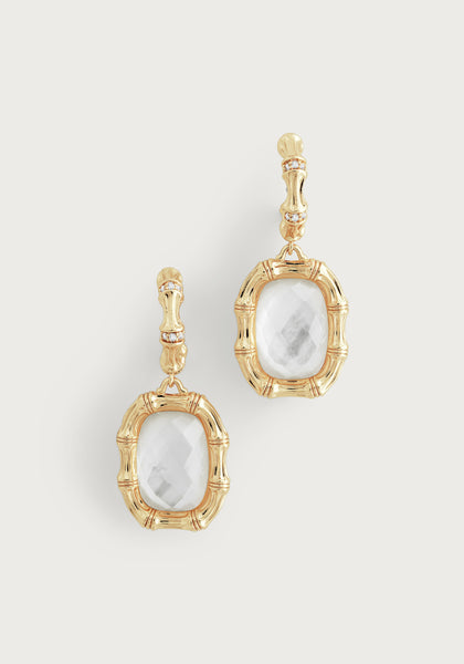 Anabel Aram Bamboo Mother Of Pearl Stone Drop Earrings