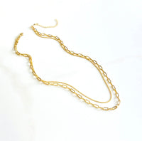 iishii Designs Double Layer Gold Filled Paperclip and Delicate Chain Necklace