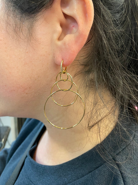 Tai CZ Huggie with Multi Circle Drop Gold Hoop Earring