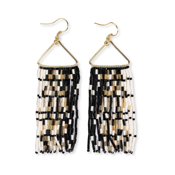 Ink + Alloy Patricia Gradient Fringe Earring Black/White Mix