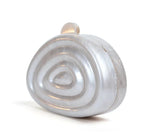 Shell Oval Swirl Acrylic Clutch in Pearlized Cream