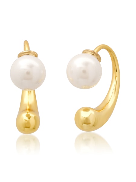 Tai Pearl and Gold Teardrop Front to Back Earring
