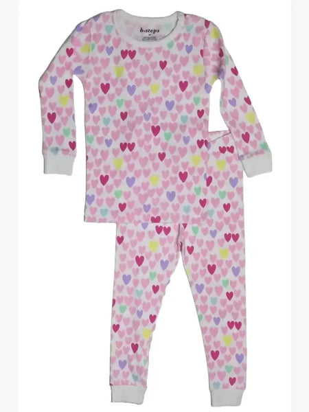Baby Steps and Little Mish Baby Pastel Hearts in Pink 2pc Pajama Set