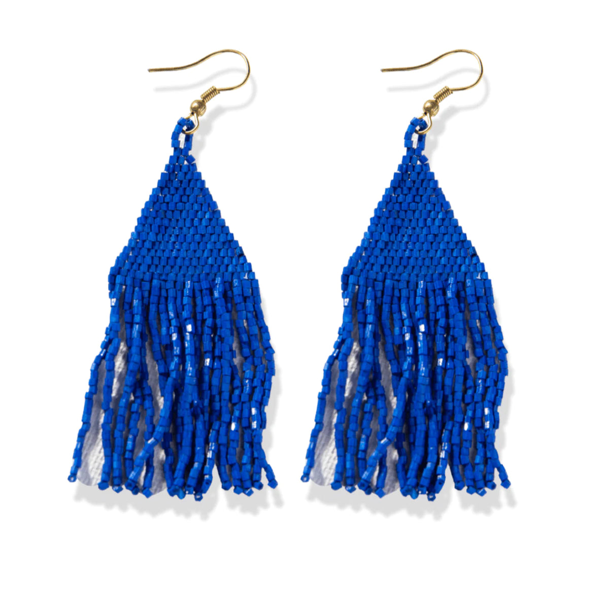 Blue hot sale fringe earrings