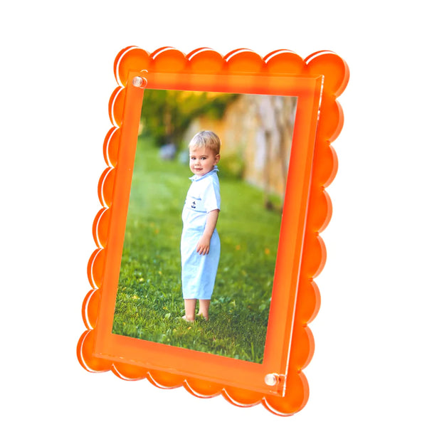 Tara Wilson Scallop Orange Lucite Picture Frame