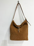 Haute Shore Sandy Hobo Handbag in Woven Saddle Faux Suede