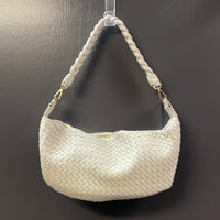 Remi and Reid Peppa Convertible Large Woven Hobo Handbag in White