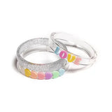 Lilies and Roses Candy Color Love Hearts Bangle (Set of 3)