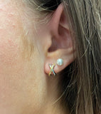 Iishii Designs Two-Tone "X" Huggie Hoop Earring