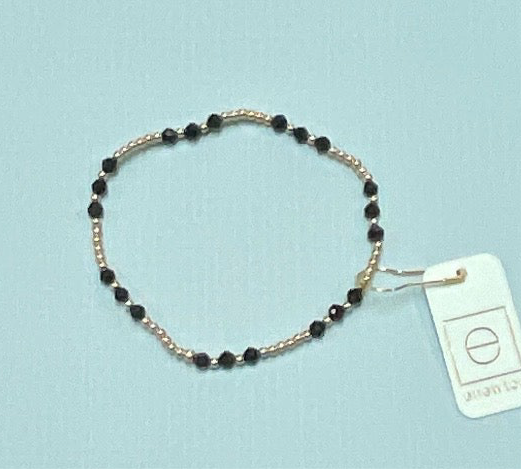 enewton Gemstone Gold Joy Pattern 3mm Bead Bracelet - Faceted Black Onyx