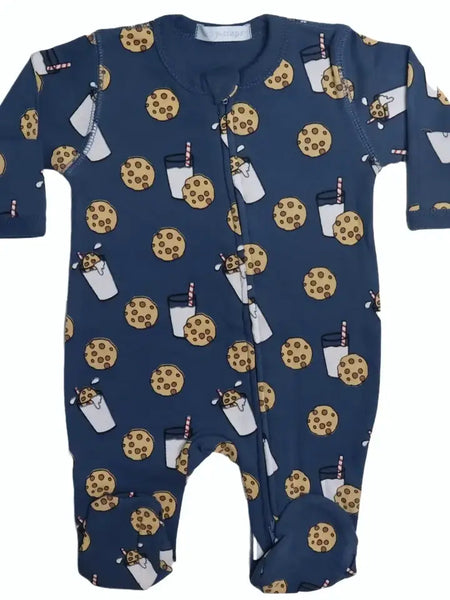 Baby Steps and Little Mish Baby Zipper Footie - Milk and Cookies