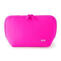 Kusshi Neoprene Collection Makeup Bag in Pink with Indigo