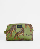 Wouf Large Toiletry Bag in Olive Leopard