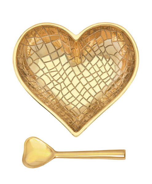 Inspired Generations Happy Gold Croco Heart with Heart Spoon