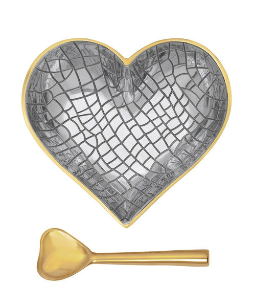 Inspired Generations Happy Silver and Gold Croco Heart with Heart Spoon