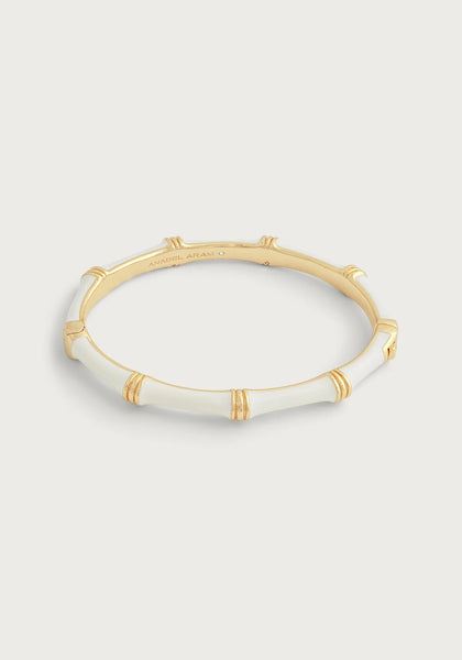 Anabel Aram Bamboo Hinged Bangle in Creme