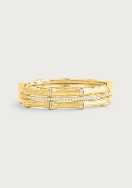 Anabel Aram Bamboo Stacked Hinged Bangle Bracelet