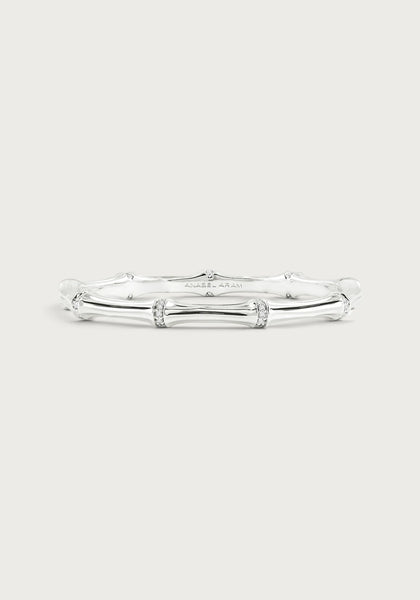 Anabel Aram Bamboo Hinged Bangle in Silver