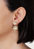 Anabel Aram Pave Double Fan Dangle Earrings