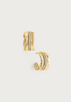 Anabel Aram Feather Small Pave Hoop Earrings