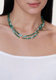 Anabel Aram Milos Beaded Necklace in Turquoise with Pearl Charm