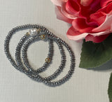 Lula 'n' Lee Lisa Faceted Hematite Beaded Bracelet Set