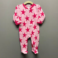 Baby Steps and Little Mish Baby Zipper Footie - Large Star Pink