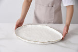 Pampa Bay Large Organic Platter/Serving Tray in White with Gold Titanium