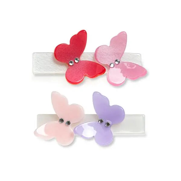 Lilies and Roses Butterflies Satin Shades Hair Clips (set of 2)