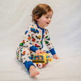 Margo Rebecca Zippered One Piece Pajama in Little Truckers