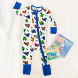 Margo Rebecca Zippered One Piece Pajama in Little Truckers