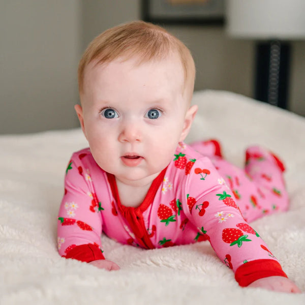 Margo Rebecca Zippered One Piece Pajama in Strawberry Fields