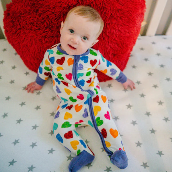 Margo Rebecca Zippered One Piece Pajama in Rainbow Love