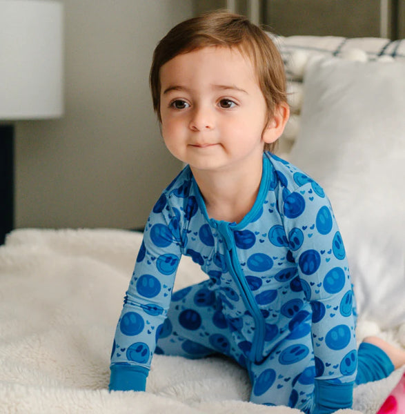 Margo Rebecca Zippered One Piece Pajama in Smile Child Blue