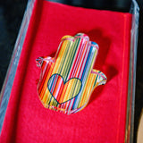 Margo Rebecca Acrylic Mini Hamsa in Rainbow Drip