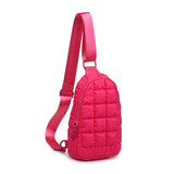 Sol and Selene Rejuvenate - Quilted Puffer Nylon Sling Backpack in Hot Pink