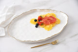 Pampa Bay Large Organic Platter/Serving Tray in White with Gold Titanium