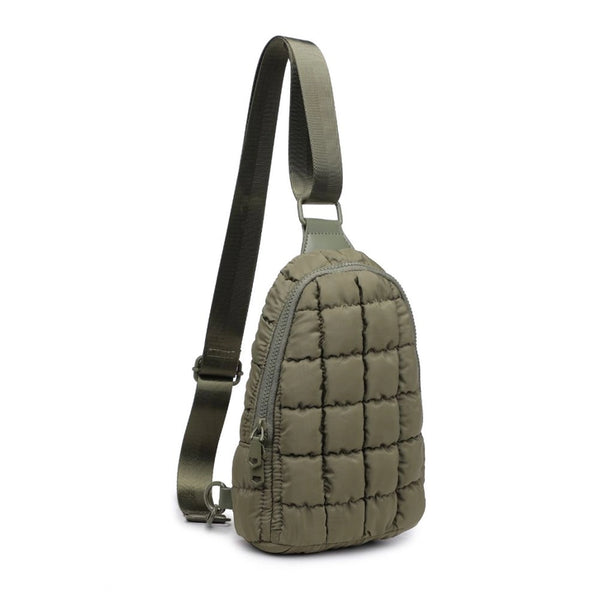 Sol and Selene Rejuvenate - Quilted Puffer Nylon Sling Backpack in Olive