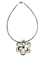 Origin Tri-Color Metal Flower Pendant Necklace