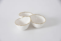 Pampa Bay Organic Three Section Server in White with Gold Trim