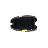 Paulina Chocolate Oval Evening Bag with Silver and Gold Top Lock