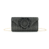 Straw Clutch with Circle Accent