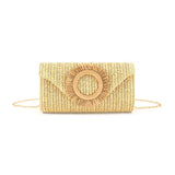 Straw Clutch with Circle Accent