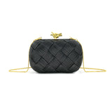 Woven Faux Leather Clutch with Strap Handbag