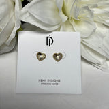 Iishii Designs Diamond Cut Heart Stud Earrings