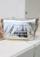 Caroline Hill Dakota Crossbody Bag in Metallic Platinum