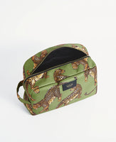 Wouf Large Toiletry Bag in Olive Leopard