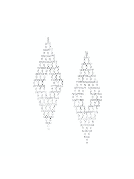 Marlyn Schiff Diamond Shape Crystal Mesh Earring