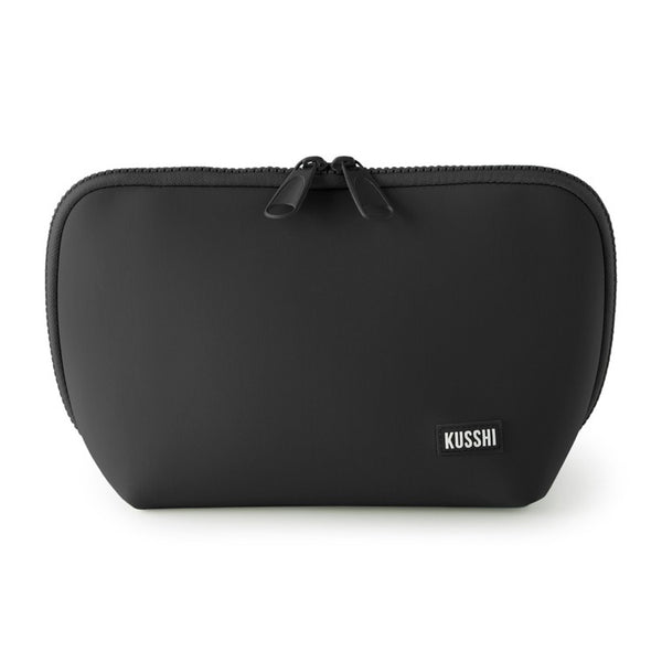 Kusshi Neoprene Collection Makeup Bag in Black with Hot Pink