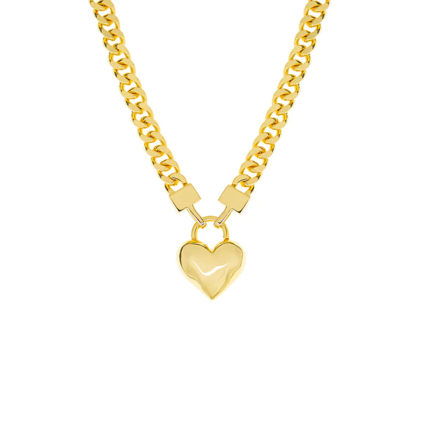 Marlyn Schiff Curb Chain and Heart Pendant Necklace